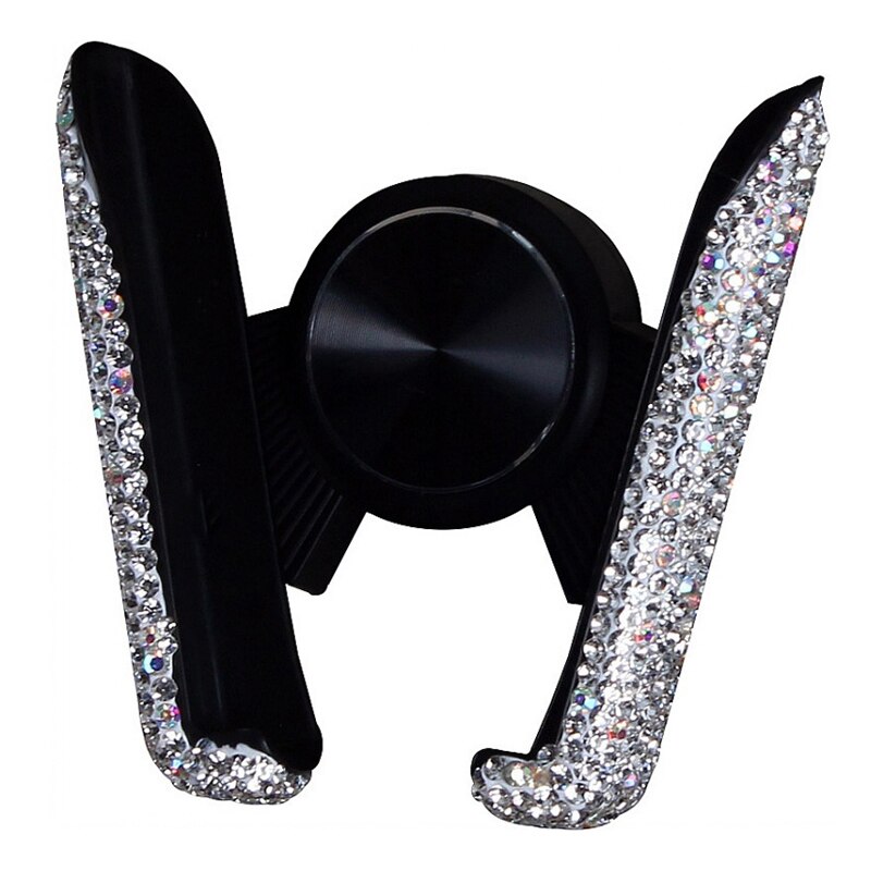 Universele Auto Telefoon Houder Kristal Strass Auto Air Vent Beugel Clip Mobiele Telefoon Houder Voor Iphone Auto Stand Mobiele Telefoon holde: silver