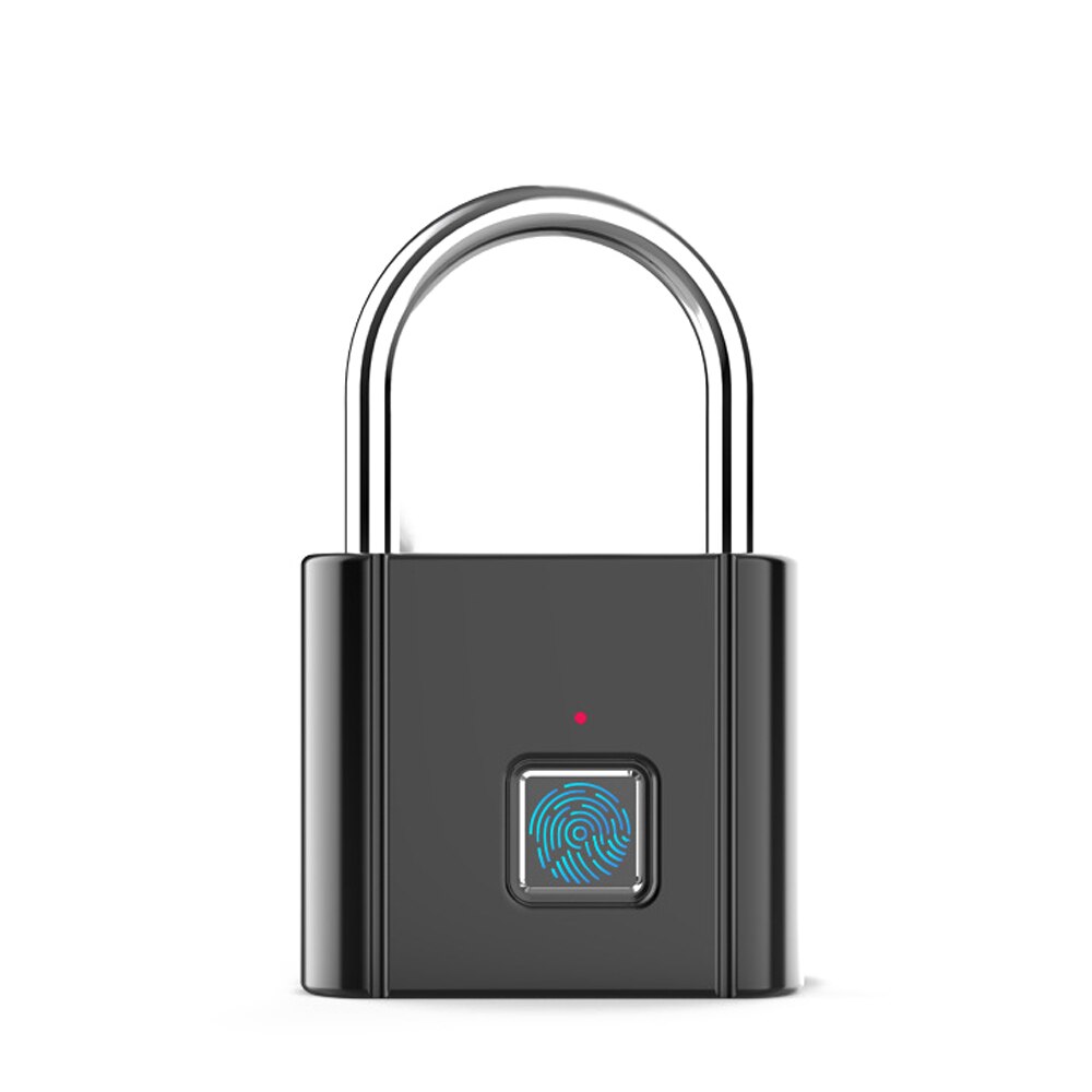 Keyless Smartlock Quick Unlock Fingerprint Door Lock Safe USB Zinc Alloy Anti Theft Lock Home Secure Safety Padlock: Black