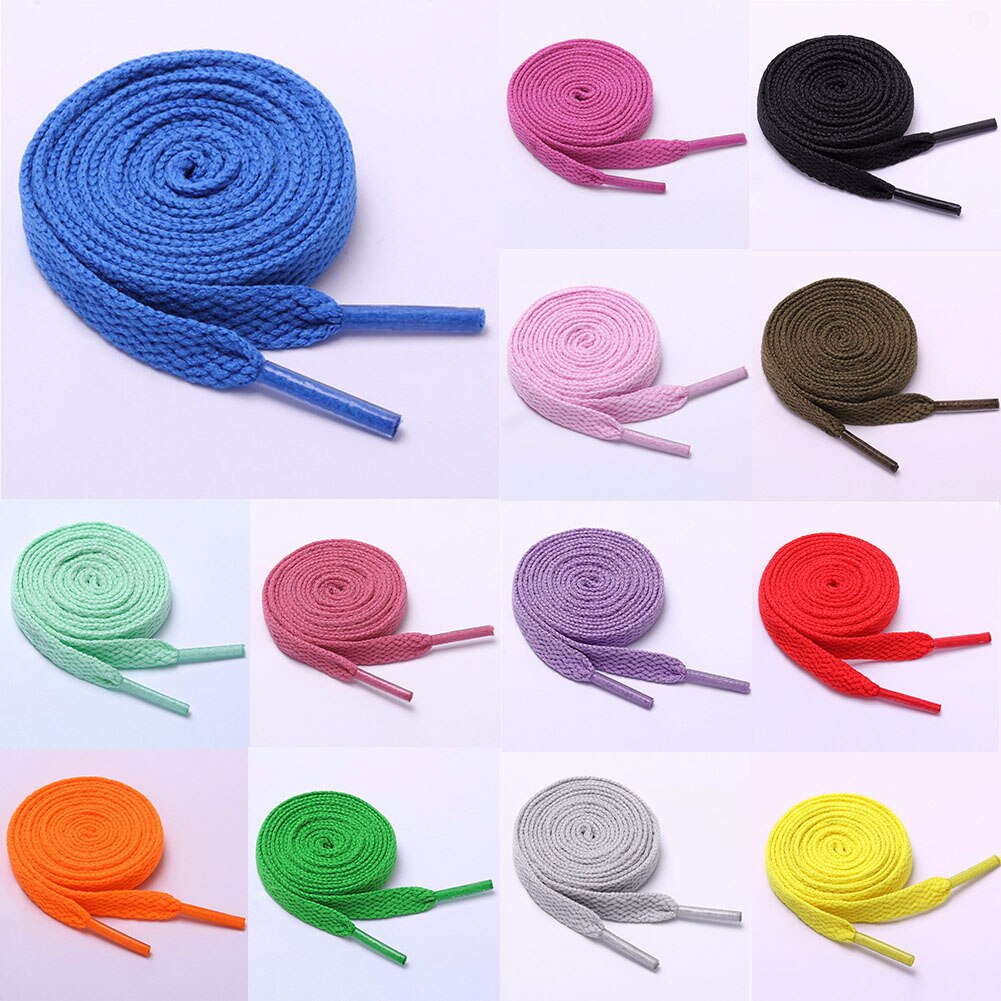 1 Paar Dubbele Platte Veters Polyester Veters Mode Sport Casual Schoen Kant Effen Platte Schoenveter 15 Kleuren