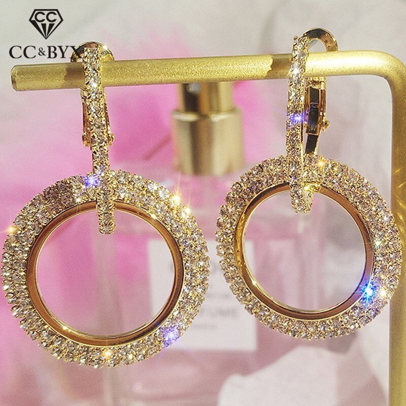 Hyperbole Sieraden Oorbellen Voor Vrouwen Mode Ronde Zirconia Temperament Earring Bridal Wedding Brincos Bijoux CCE655