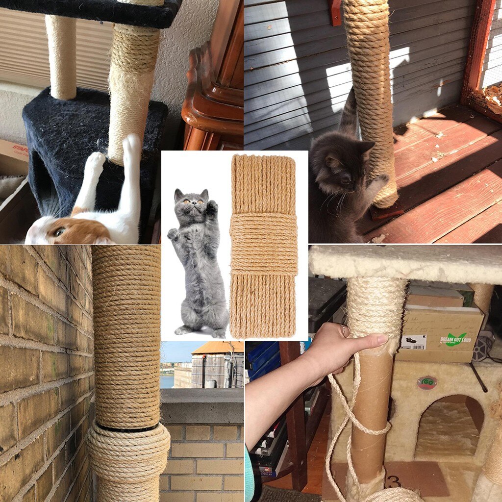 At columna cuerda de Sisal DIY rascador de gato cuerda retorcida de Sisal reemplazo árbol de gato rascador gato de juguete cuerda para atar @ 0918C40