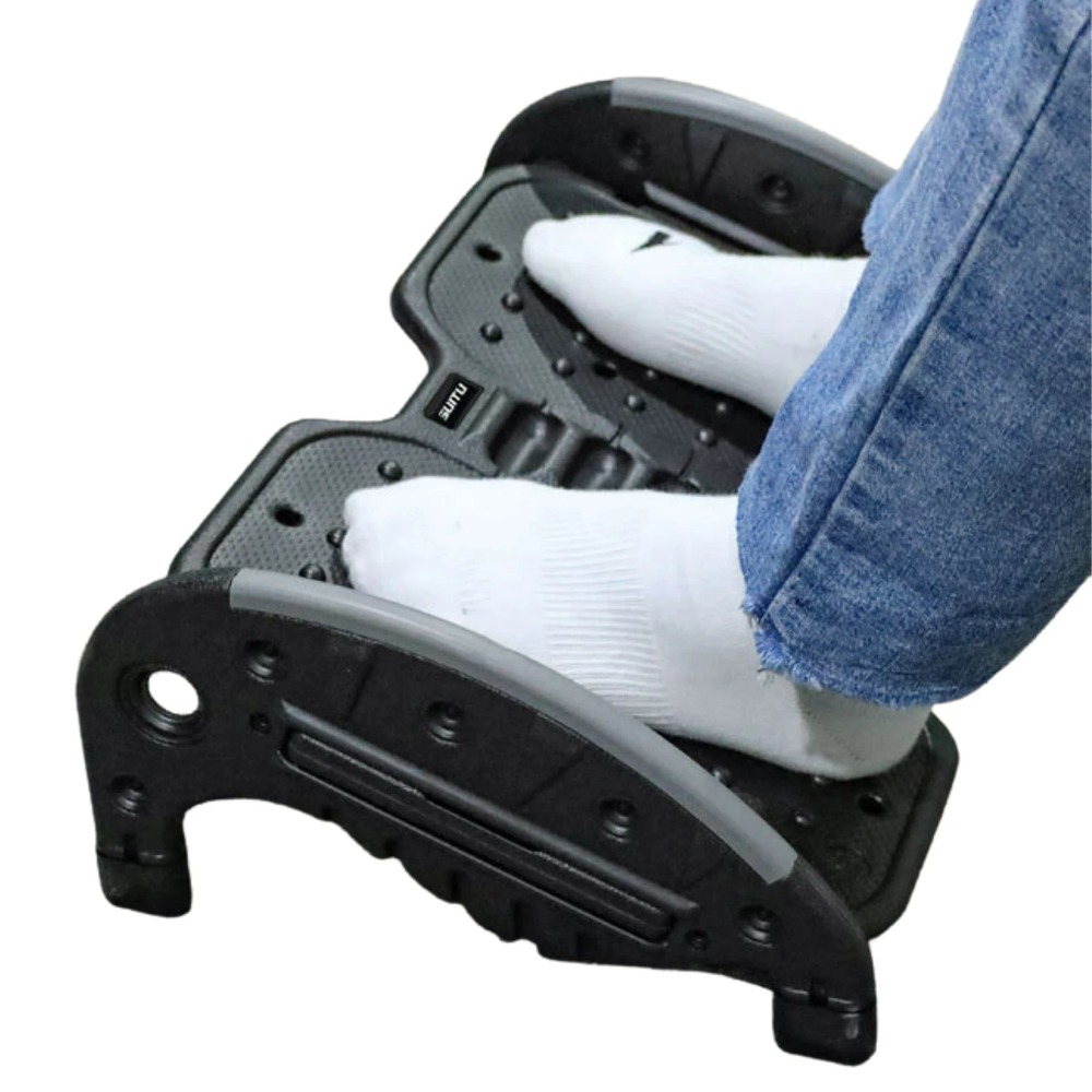 Fodstøtte til under skrivebordet på arbejdet, ergonomisk fodskammel afslappende fodmassageapparat, benstøtte til stol, rystbar og aftagelig fodstøtte