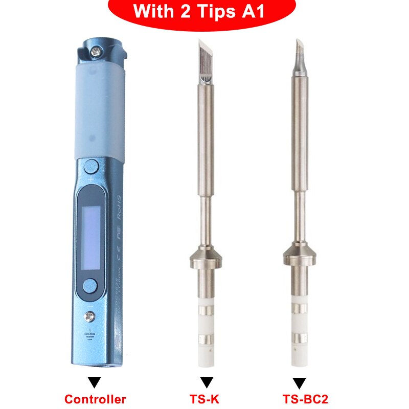 PINE64 Pinecil Portable Mini USB-C OLED Soldering Iron 60W Adjustable Temperature Electric Welding Tools: With 2 Tips A1