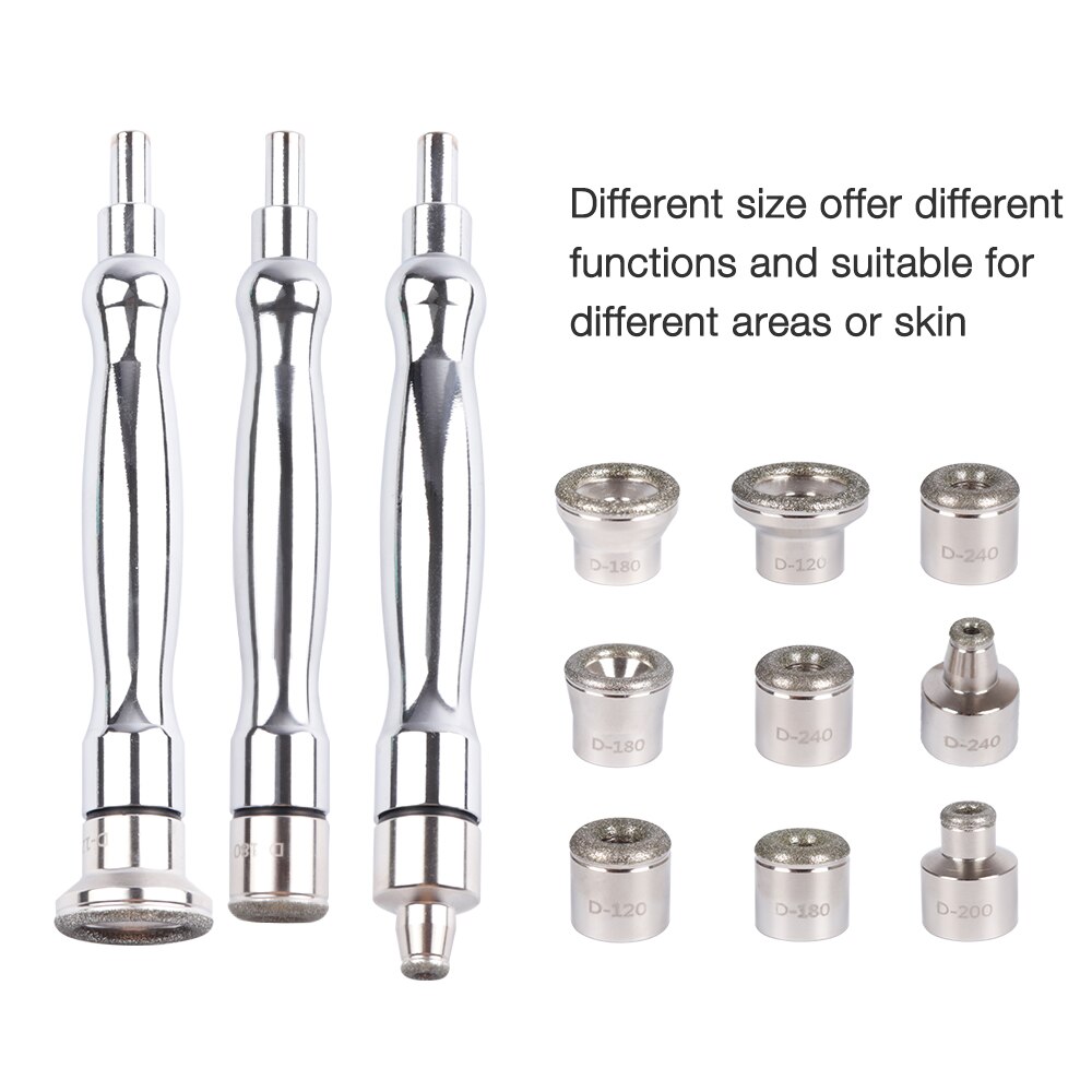 Embout de Dermabrasion en diamant, accessoire pour Dermabrasion, 9 + embouts, 3 baguettes pour Peeling de la peau du visage, élimine les points noirs, soin beauté