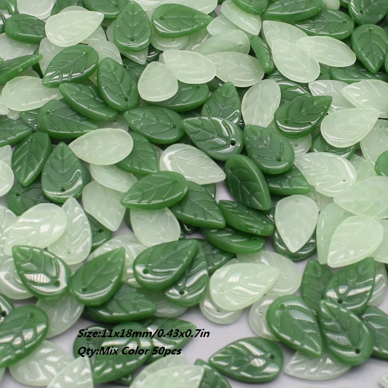 11x18mm 50pcs/Bag Green Glass Tree Leaves Charms Leafs Beads Pendants For Jewelry Making Handmade Glass Crafts Bracelet Earring: VIOLET