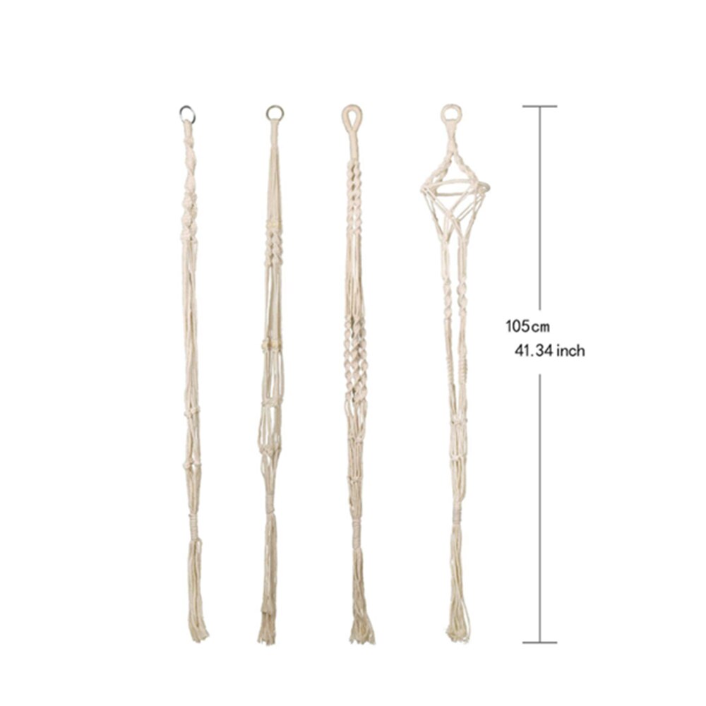 4Pcs Knoop Hanger Voor Plant Katoen Linnen Bloempot Mand Houder Lifting Touw Macrame Shelve Opknoping Rack Plafond Balkon decor