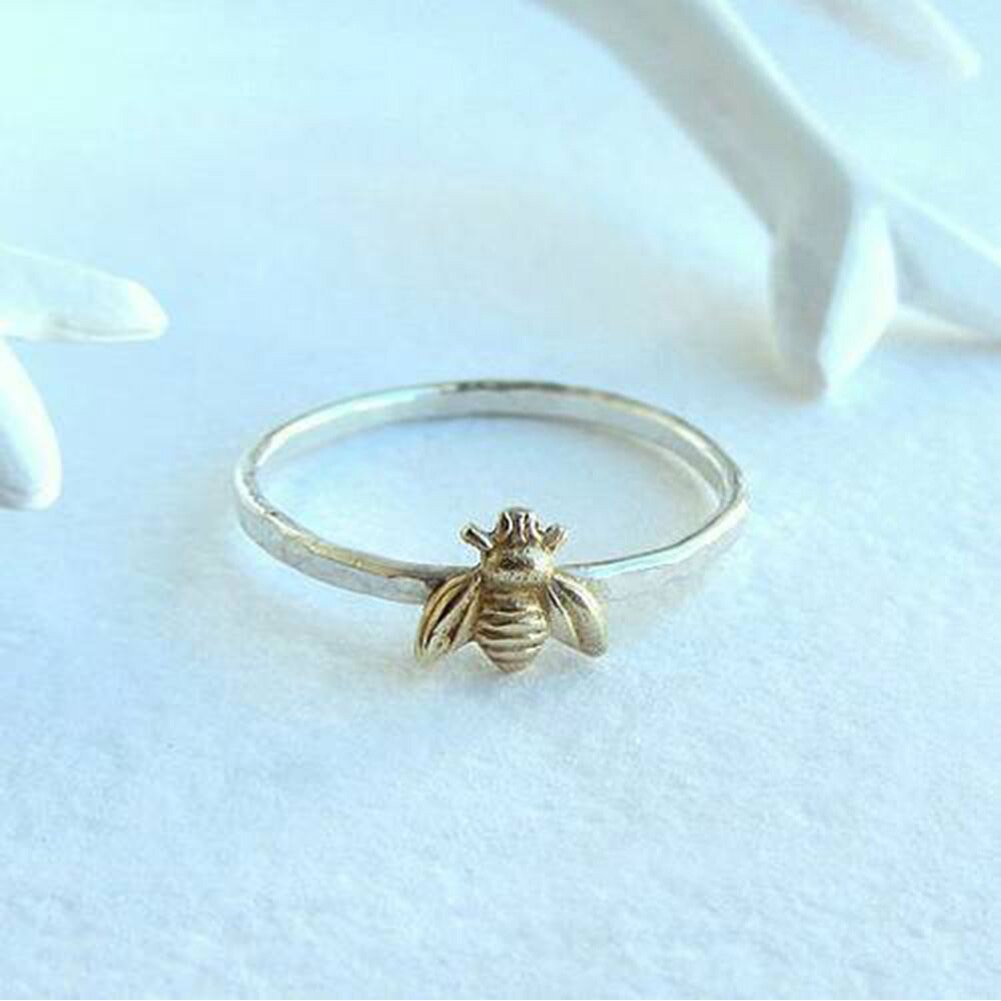 Minimalistische Bruiloft Leuke Bee Ring Voor Vrouwen Dunne Metalen Vinger Verlovingsringen Bruids Partij Sieraden: 9