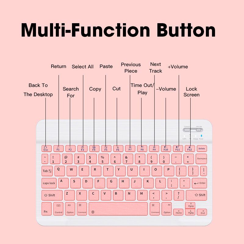 Bluetooth Wireless Pink Keyboard Mouse Combo For iPad Surface Tablet Laptop Silent Keyboard Mute Mini Size Keyboard Mouse Set