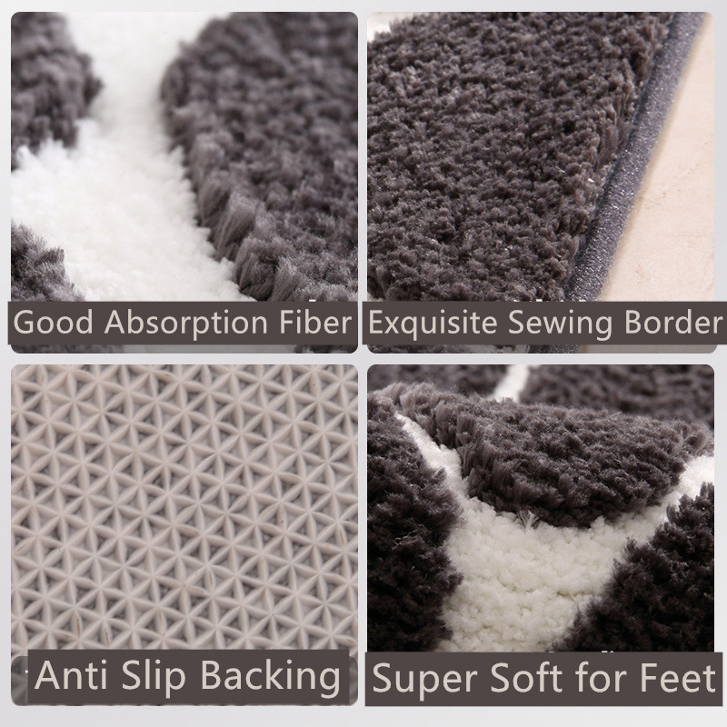 Inyahome Household Bathroom Floor Mat Carpet Dot Decoration Super Soft Microfiber Bath Rug Super Cozy Quick Dry Floor Mat
