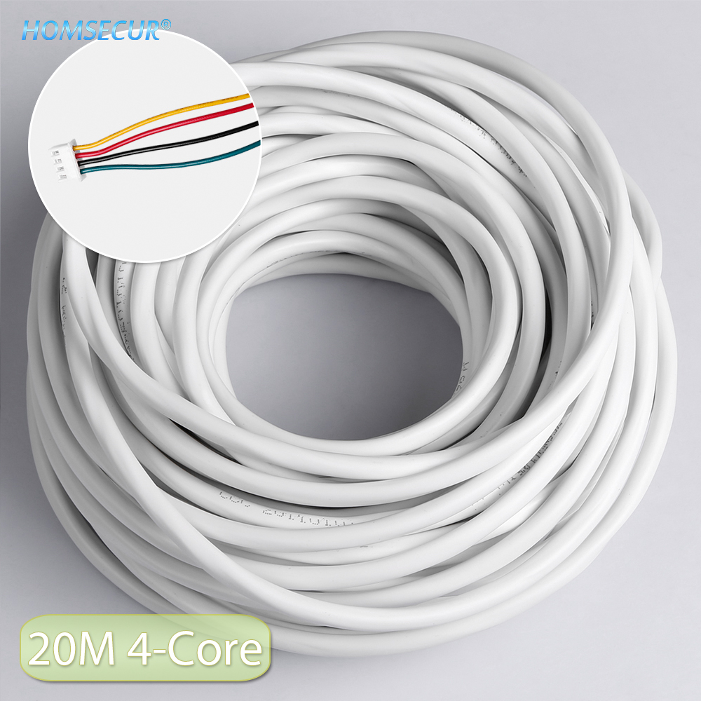 HOMSECUR – câble Flexible en cuivre blanc, 20m, 4 cœurs, pour visiophone, interphone