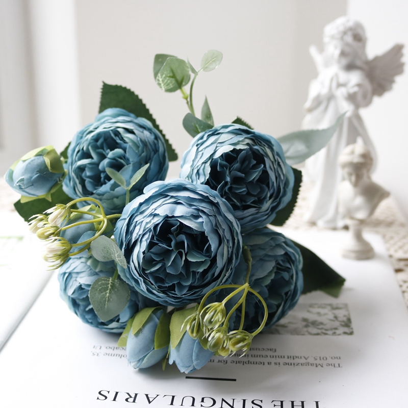 Buquê de flores artificiais de rosas para decoração de casa, festa de casamento, suprimentos de flores falsas, artesanato diy, acessórios de vaso de flores: YELLOW
