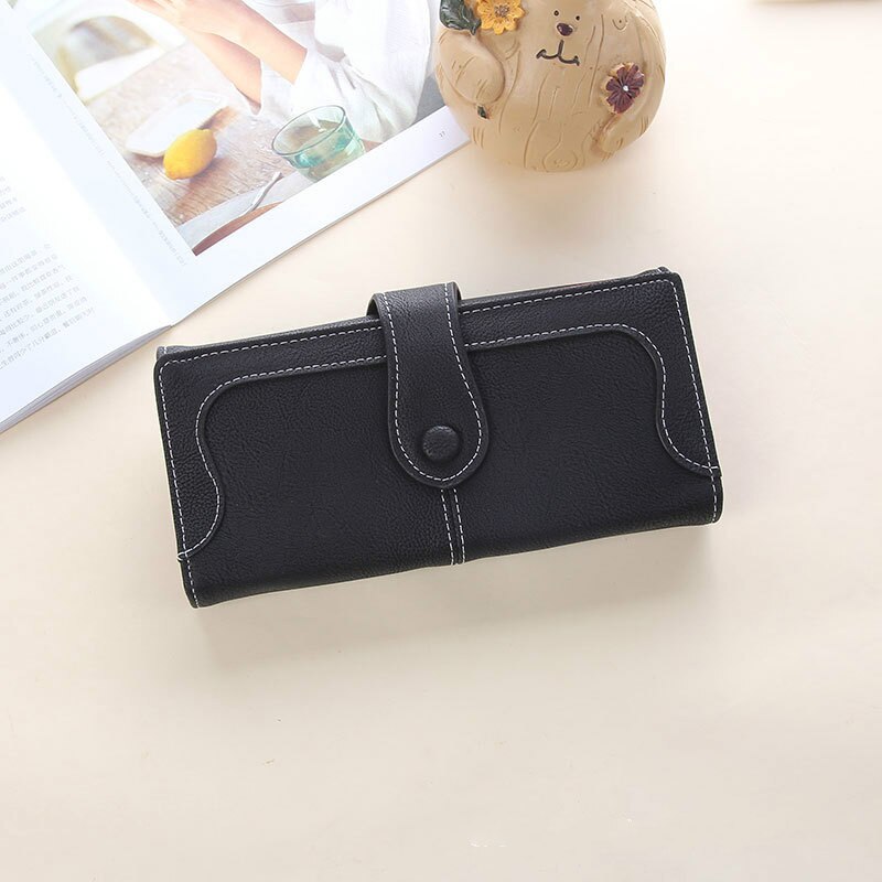 Many Departments Faux Suede Long Wallet Women Matte Leather Lady Purse Female Wallets Card Holder Clutch Carteras: Black