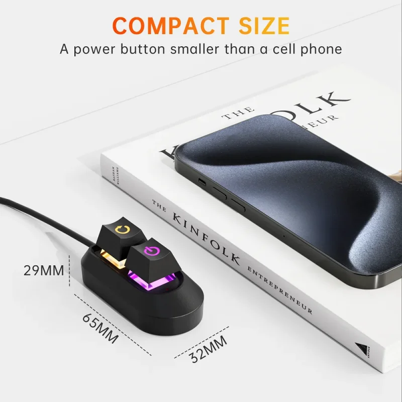 Switch On Off Power SW Cables PC Power Switch Button 2M Mechanical Key External Power On Off Motherboard for Home Office PC Case