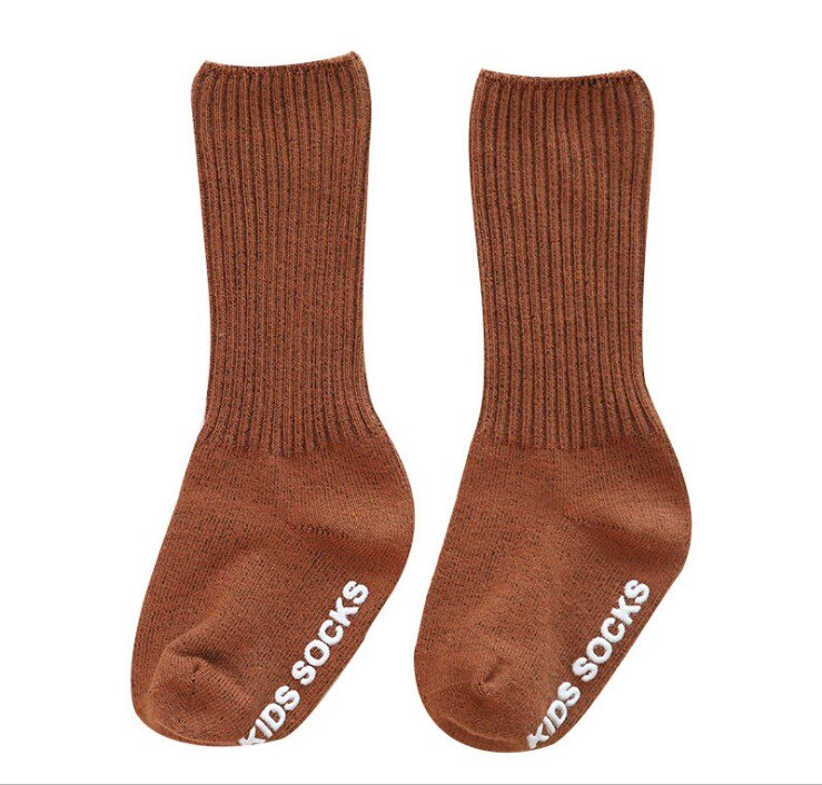 Imcute Baby Jongens Winter Sokken Cartoon Beer Kids Lente Herfst Katoen Geribbelde Houden Warme Vloer Anti-Slip Meisjes sokken: Bruin / 0-1 Years