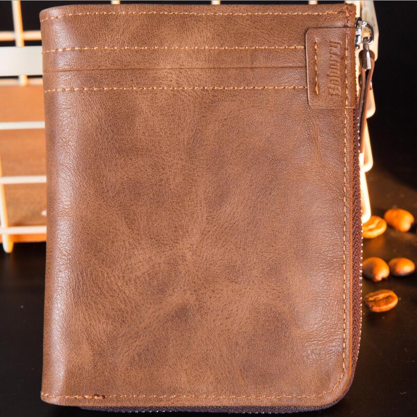 Baborry RFID Protection Wallet Men Brand Vantage Short Wallets PU Leather Male Purse Card Holder Wallet Zipper Portemonn: Coffee