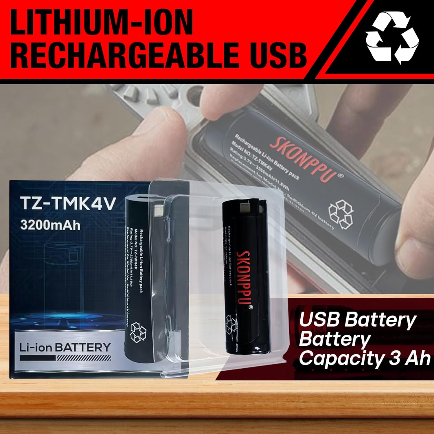Til milwaukee 48-11-2131 2163-21 redlithium lithium-ion genopladeligt usb 3.0ah 2162-21 batteri pandelampebatteri