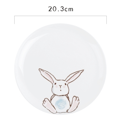 8 Inch Ceramic Dinner Plate Rabbit Animal Dinner Dishes Pasta Steak Dessert Plates Fruit Snack Dish Fine Bone China Kitchenware: F