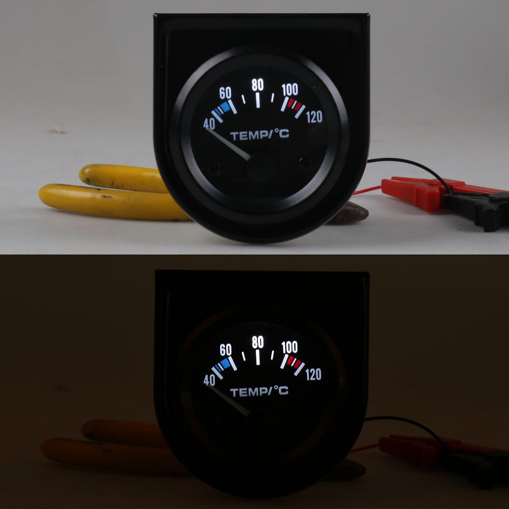 2" 52mm Water Temp Gauge 40-120C Pointer Auto Water Temperature Temp Gauge White Led Car Meter