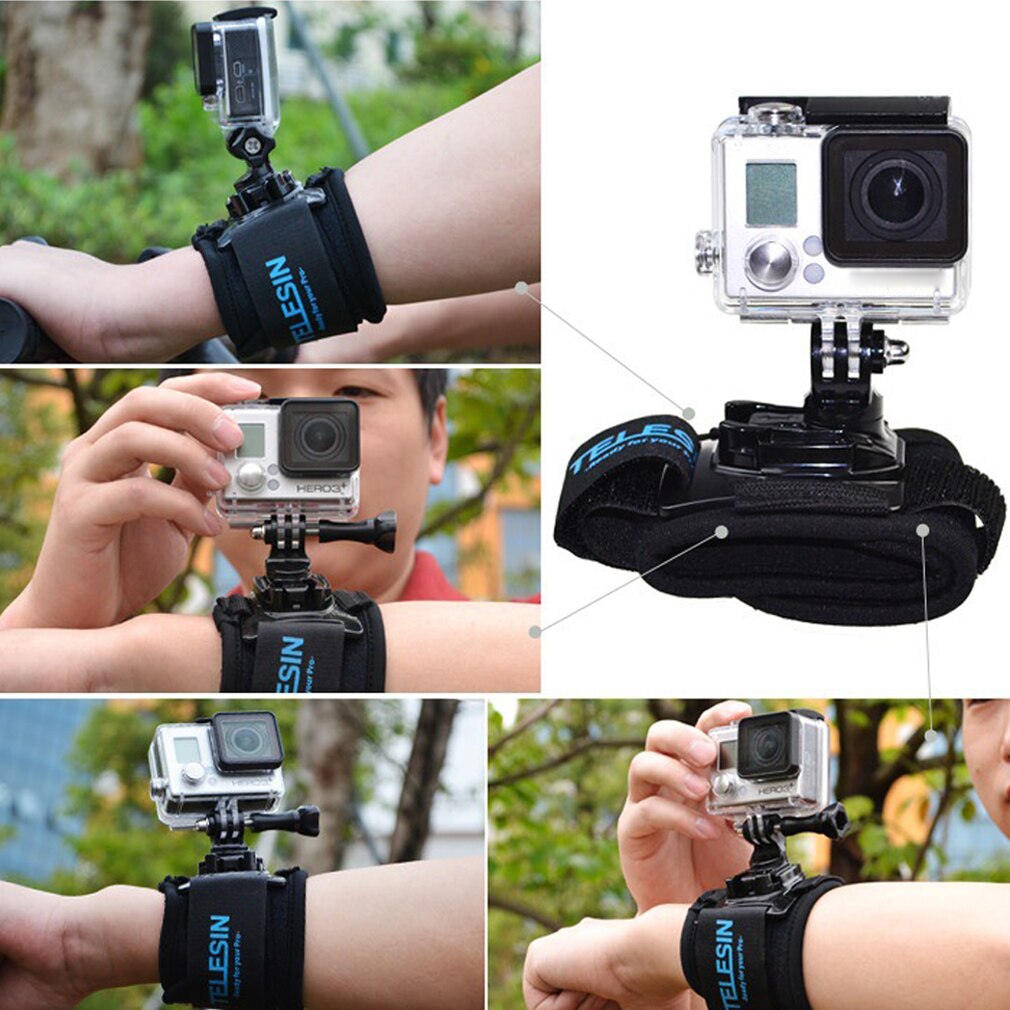 360 ° Wrist Strap Hand Riem Met Mount Voor Gopro Action Camera Hero 6 5 4 3 + Mountainbiken extreme Sport