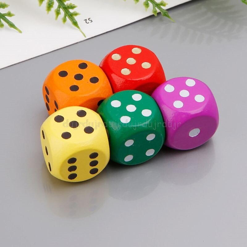 5 pçs 16mm madeira dados número canto redondo hexahedron para festa de família dnd criança brinquedos d11 19 dropship