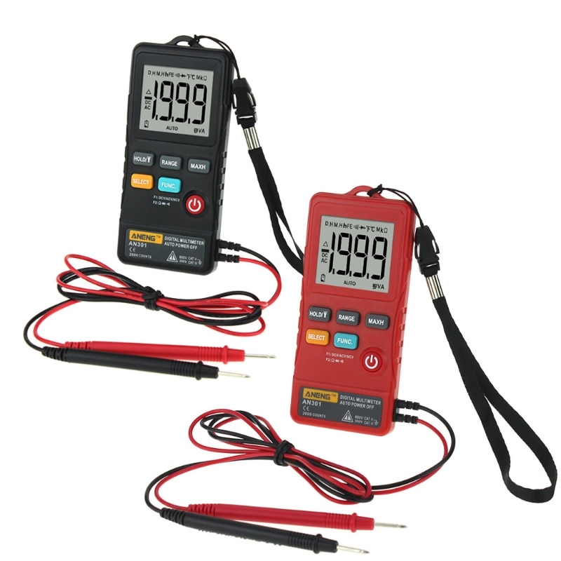 Aneng AN301 Mini Digitale Multimeter 1999 Telt Draagbare Ac Dc Voltmeter Weerstand Ammeter Meter Tester Met Led Licht