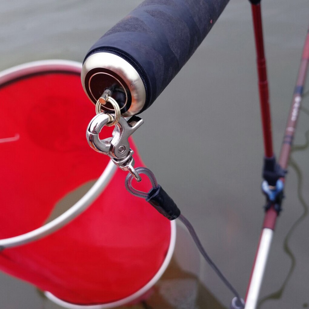 Intrekbare opgerolde vislijn veiligheidskoord vishengel anti-verlies riem met s-vormige gesp visgerei