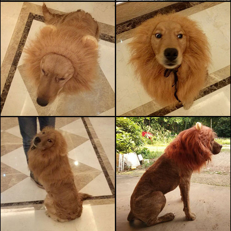 Hair Ornaments Pet dog Costume Halloween Clothes Fancy Dress Up Lion Mane Wig for Large Dogs supplies
