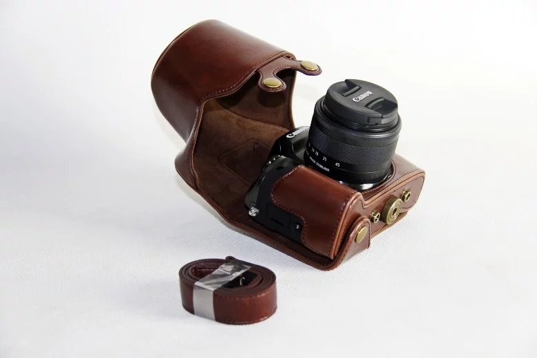 Bolsa para cámara Canon EOS M50 EOSM50, Funda de cuero PU, funda para cámara con correa, novedad