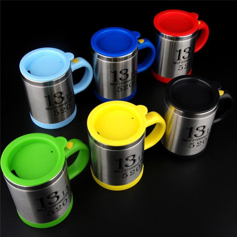 Taza de café creativa FEIGO de 400 ml, taza mezcladora automática eléctrica de acero inoxidable para mezclas y bebidas, taza de F256