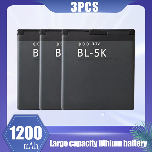 1-20PCS 1200mAh BL-5K BL 5K BL5K Rechargeable Lithium Phone Battery For Nokia N85 N86 8MP N87 2610S 701 Oro C7 C7-00 X7 X7-00 T7: 3PCS