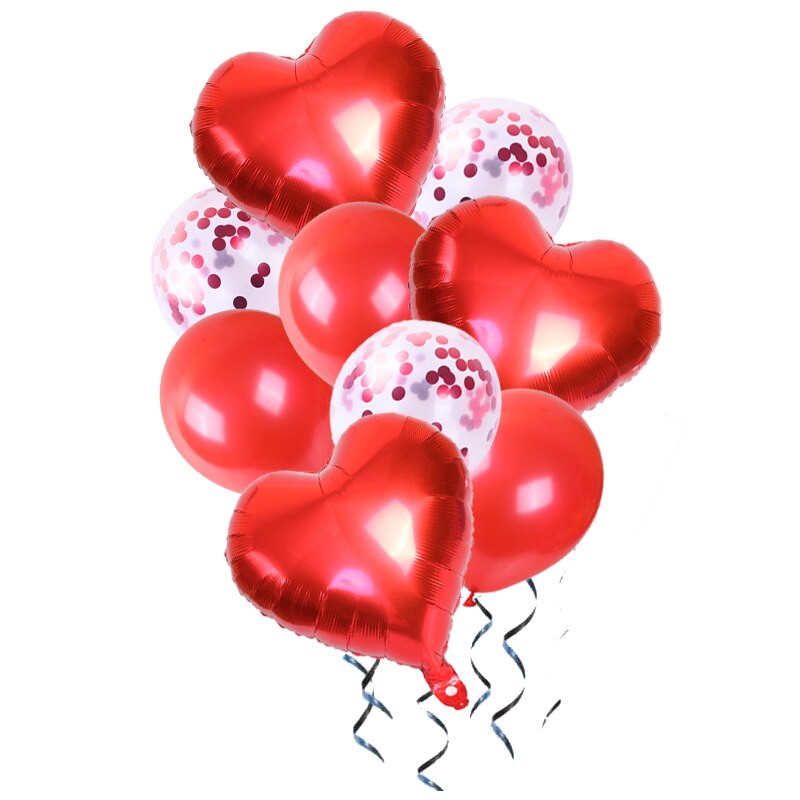 9pcs/lot Heart Aluminum foil balloon Confetti latex balloons For Kids birthday party wedding decoration balloons Baby Shower: red 1
