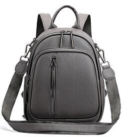 Chuwanglin Rugzak Vrouwen Pu Lederen Rugzak Vrouwen Knapzak Reizen Rugzakken Schouder Schooltassen Mochila Back Pack F501105: 2-gray