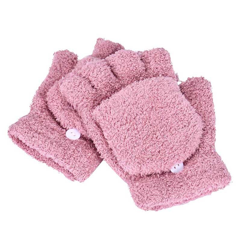 Kinderen Winter Handschoenen Kind Stijl Jongen Meisje Gebreide Handschoenen Winter Kinderen Kids 3-12Year Warm Half Vinger Flip Cover Handschoenen: PK