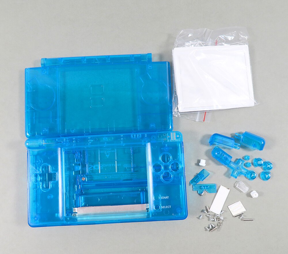 1set Full Housing Cover Case For NDSL Housing Case with Full Buttons for Nintendo DS Lite Transparent clear Shell Cover Case: clear blue