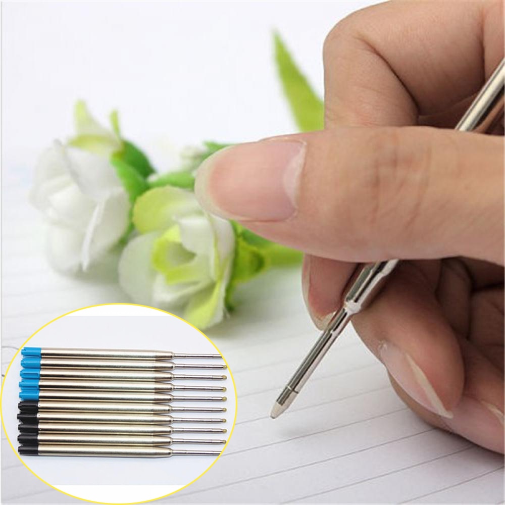 10 Pcs Universal Standard Style Ballpoint Pen Refills Replacement Black and Blue Ink Refills 0.7/1.0 mm School Office Supplies