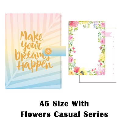 Lovedoki Dokibook A5 A6 notebook planner notebook Diary Agenda Pink gold Kawaii diy Organizer stationery: A5 Flowers Casual