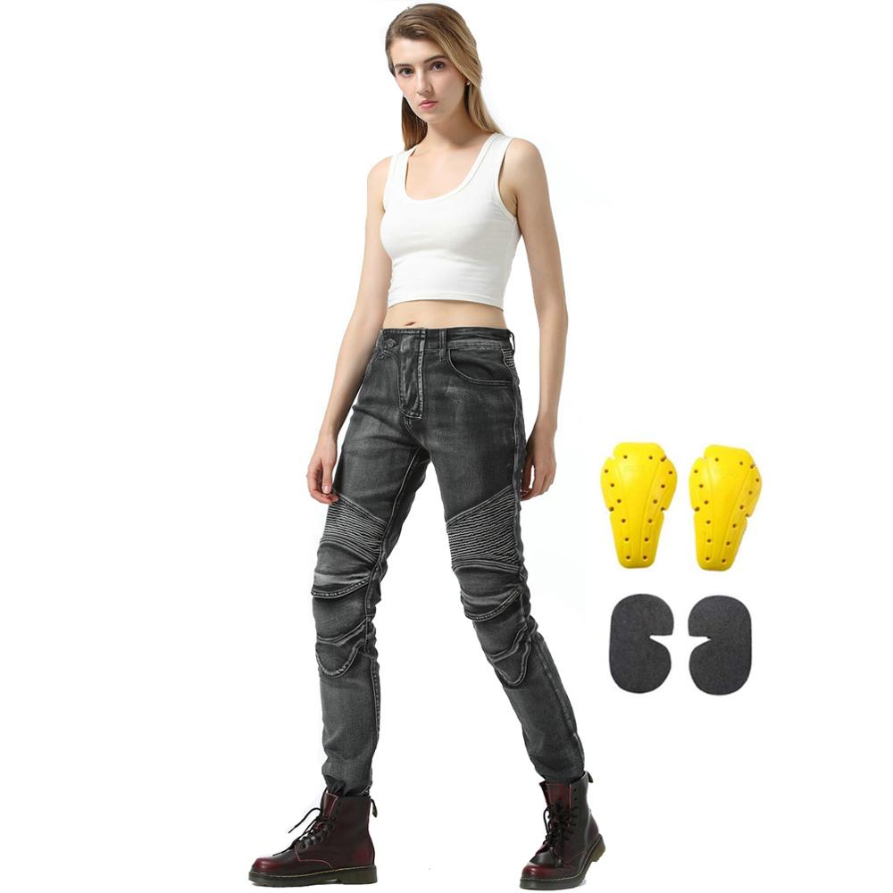 Biker Jeans for Women Motorcycle Riding Pants Motorbike Heavy Duty Overpants With 4 X CE Armored Upgrade Knee Hip Pads: Ordinary Pants / 25