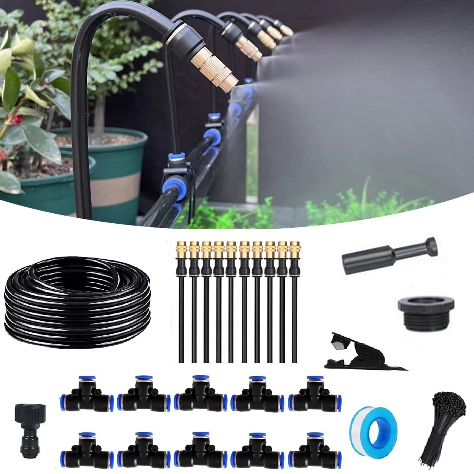 20M-5M DIY Universal Sprayer Kit 360° Curved Garden Automatic Irrigation System for Garden Plant Fogging Watering Irrigation