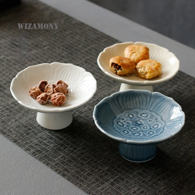 WIZAMONY fruit snack fruit tray ceramic high tea tray tea ceremony Japanese fruit nut dish
