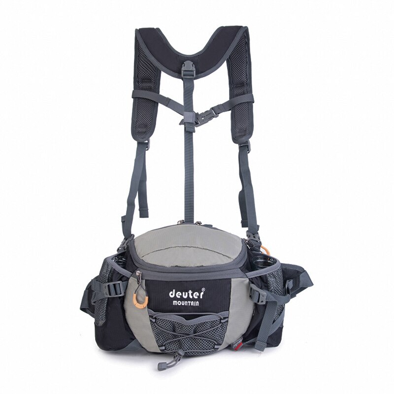 Afneembare Dubbele Schouderriem Heuptas Outdoor Bergbeklimmen Wandelen Rugzak Waterdichte Running Riding Bag Voor Mannen Vrouwen: Black