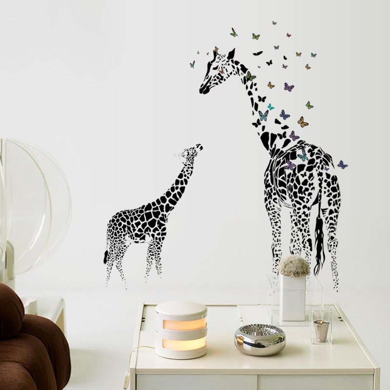 Giraffe Muurtattoo Animal Stickers Thuis Art Decoratie Kamer Nursery Waterdichte Muursticker Badkamer Raam Posters