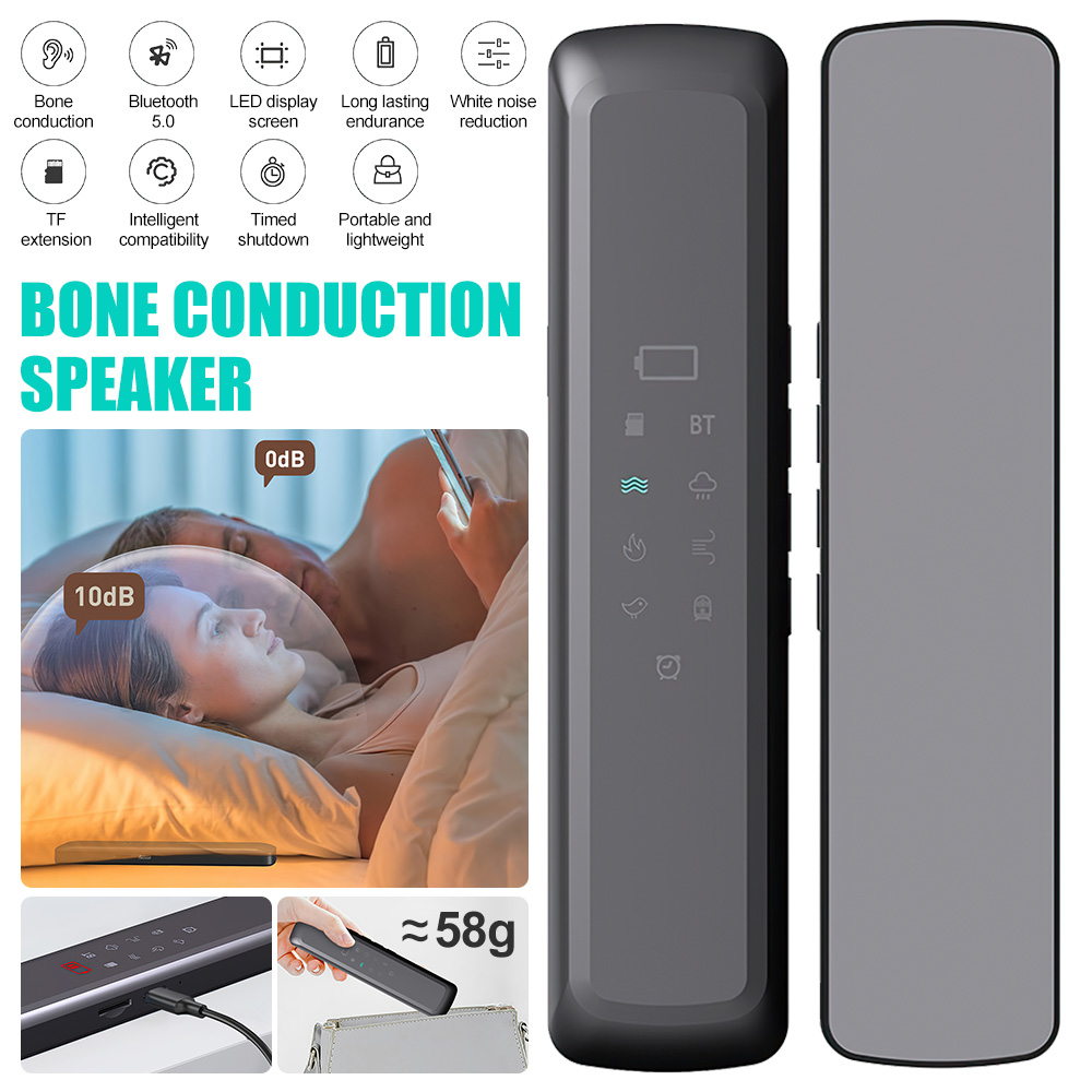 Altavoz debajo de la almohada, Mini caja de sonido de conducción ósea con Bluetooth, barra de sonido de graves estéreo inalámbrica, mejora el sueño, altavoz de ruido blanco