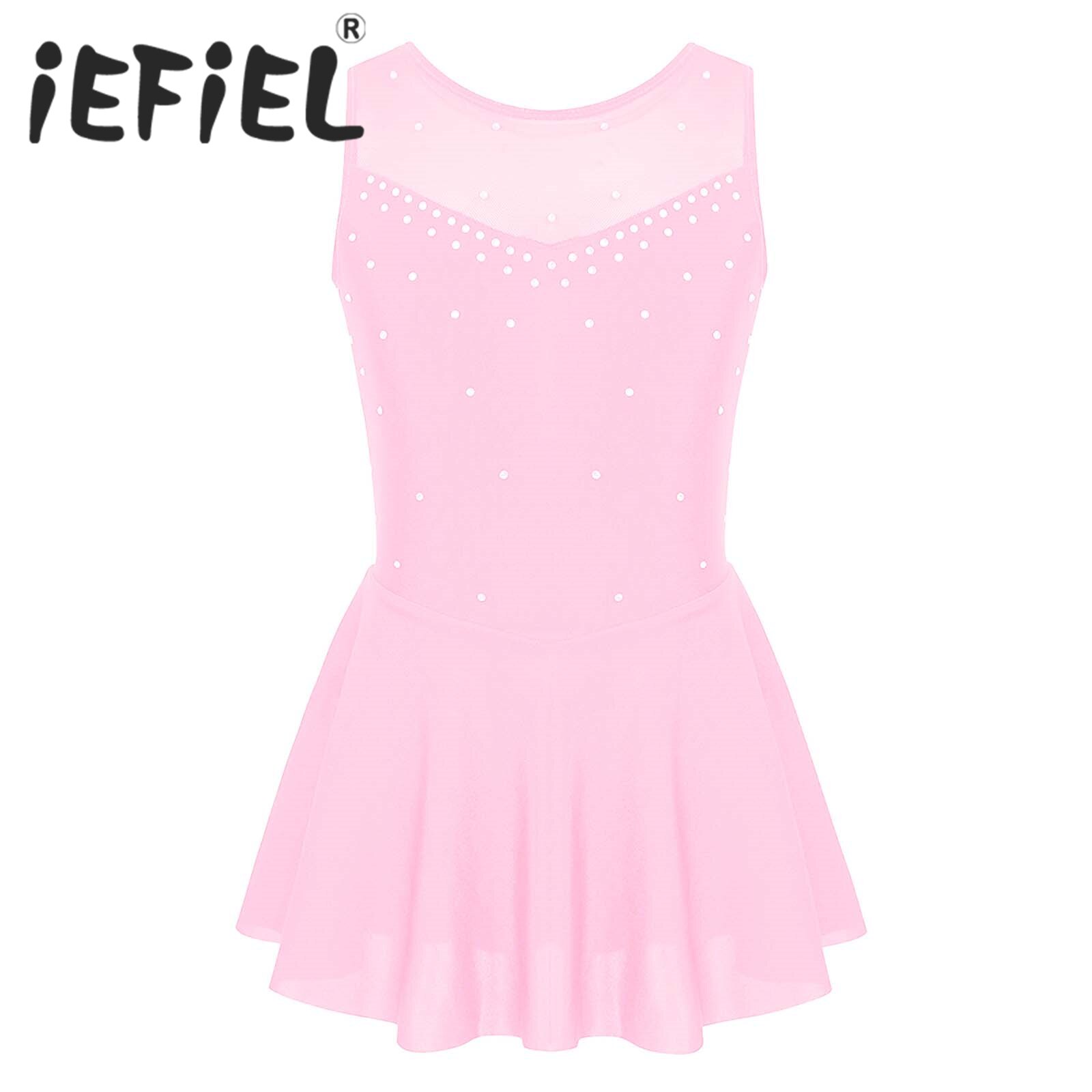 Robe de Ballet pour Fille, Tenue de Ballerine de Patinage Artistique avec Dos en Strass, pour Spectacle sur Scène