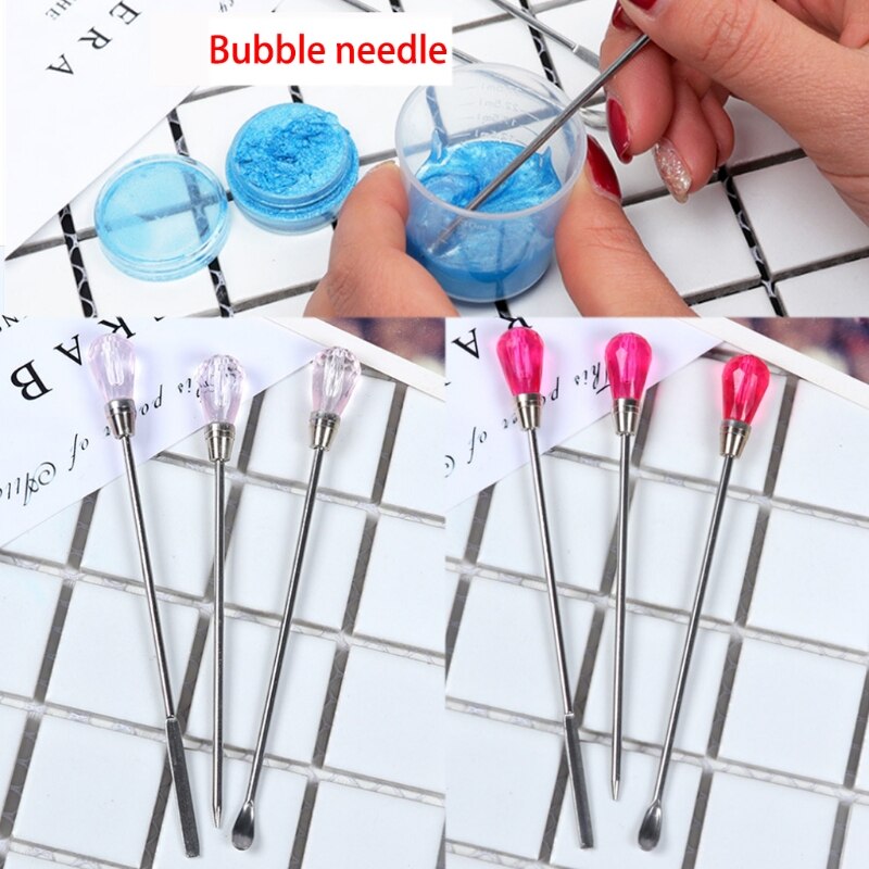 2 Sets Silicone Resin Mold Tool Set Stirring Needle Spoon Jewelry Making Kit, Pink+Rose Red