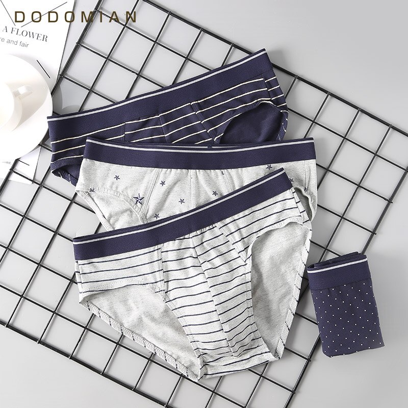 4 pcs/lot Male Stripe Cotton Briefs Stereoscopic Tailoring Panties Men Comfortable Breathable Brand Underwere