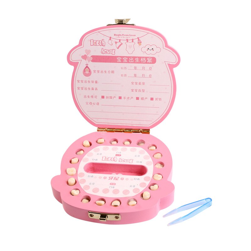 Baby Houten Tand Doos Spaans Engels Kids Organizer Opbergdoos Baby Baby Jongen Meisje Melk Tanden Lanugo Navelstreng Collectebus