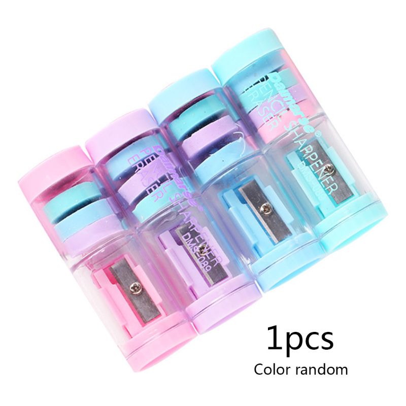 Sacapuntas de Color caramelo con gomas de borrar, sacapuntas Kawaii para niñas, , útiles escolares