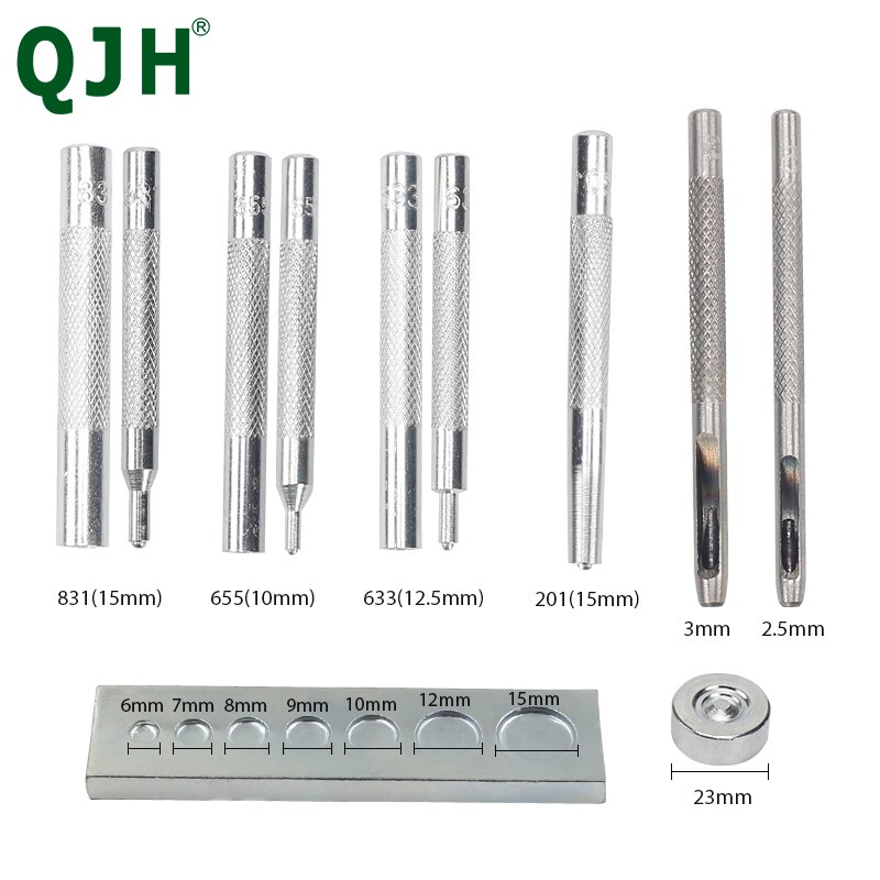 11 Pcs/Set Metal Mold Punch Button Rivet Button Hole Button Base Kit DIY Leather Craft Processing Tool, Punch Button Snap Button