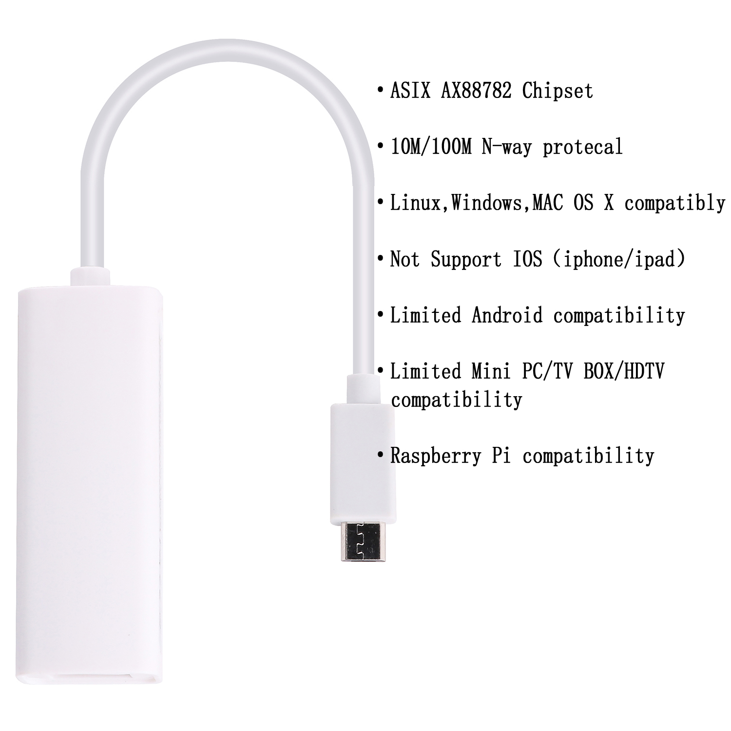 adapter sieci Ethernet mikro USB na RJ45 100 mb/s Asix AX88772B konwerter sieci Lan AX88772 10M 100M