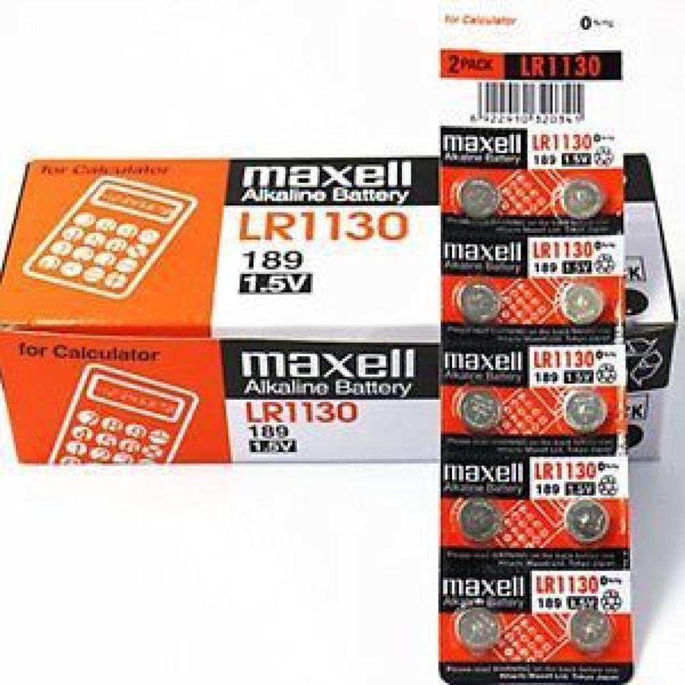 Pilas de Boton Maxell LR1130 AG10 Alcalina 1.5V blister 10X Unidades Bateria Original - Reloj Calculadora Bascula Digital